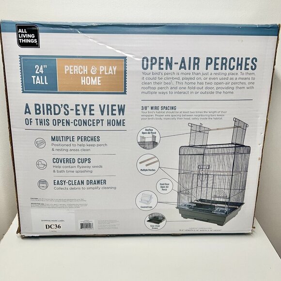 NWT 24" All Living Things Perch & Play Open-Air Bird Home for‎ Small Birds - Picture 2 of 5